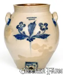 M. Tyler & Co., Very Rare M. TYLER & CO. / ALBANY 3 Gal. Incised Stoneware Water Cooler, Albany, NY, c1825, c1825, Stoneware