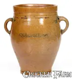Commeraw's Stoneware, Rare COMMERAWS / STONEWARE Vertical-Handled Stoneware Jar, Thomas Commeraw, Manhattan