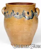 C. Crolius, Fine Small-Sized C. CROLIUS / Manhattan Stoneware Jar w/ Brushed Cobalt Decoration