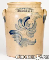 Willson's & Young, Very Rare WILLSON'S & YOUNG / HARRISBURG, PA Stoneware Jar, circa 1855, Stoneware