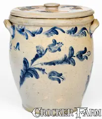 John Bell, Important JOHN BELL / WAYNESBORO Stoneware Jar Made for Annie Bell by Husband Victor Conrad Bell, 1874, Stoneware
