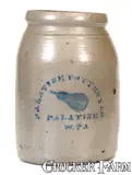 Palatine Pottery Co., PALATINE POTTERY CO. / PALATINE, W. VA Stoneware Canning Jar w/ Stenciled Pears Design