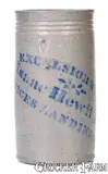 Excelsior Works, Large EXCELSIOR WORKS / Isaac Hewitt, Jr. / RICES LANDING, PA Stoneware Canning Jar, circa 1875, Stoneware