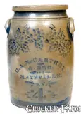 & Bro, 4 Gal. G. A. McCARTHEY & BRO. / MAYSVILLE, KY Stoneware Jar with Bold Stenciled Floral Decoration, circa 1875, Stoneware