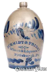Schmidt & Friday, "From SCHMIDT & FRIDAY / PITTSBURGH, PA" Stoneware Advertising Jug, circa 1875, Stoneware