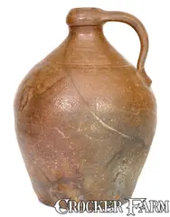 Stamped Twice, Rare A. WILCOX / West Bloomfield, New York Redware Jug (Stamped Twice), circa 1850, Redware