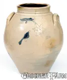 L. Norton & Son, Rare L. NORTON & SON / BENNINGTON, VT Stoneware Jar w/ Incised Bird and Star Motifs, c1833-41, c1833-41, Stoneware