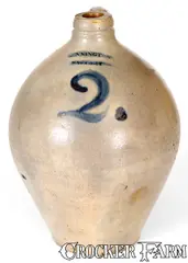 Bennington Factory, Rare BENNINGTON / FACTORY Cobalt-Decorated Stoneware Jug (Capt. John Norton, Bennington, VT), early 19th century, Stoneware