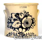 Rare J. & E. NORTON / BENNINGTON, VT Stoneware Crock w/ Large Flowering Urn Decoration by J. & E. Norton, circa 1855, Stoneware, sold Dec 2020