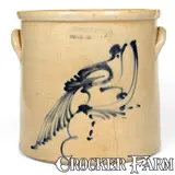 Riedinger & Caire, RIEDINGER & CAIRE / POUGHKEEPSIE, NY Stoneware Crock w/ Large Slip-Trailed Bird Design