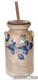 W.H. Lehew & Co., W. H. LEHEW & CO. / STRASBURG, VA Stoneware Churn w/ Elaborate Decoration, circa 1875, Stoneware
