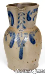 J.M. Hickerson, J. M. HICKERSON / STRASBURG, VA Stoneware Pitcher w/ Floral Decoration, circa 1880, Stoneware