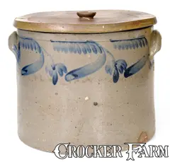 W.B. Kenner, Rare 4 Gal. W. B. KENNER / STRASBURG, VA Stoneware Cake Crock, circa 1880, Stoneware