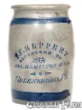 T.F. Reppert, 1 Gal. T. F. REPPERT / SUCCESSOR TO JAS. HAMILTON & CO. / GREENSBORO, PA Stoneware Jar