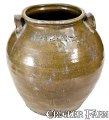 David Drake, Exceptional Stoneware Jar by Dave (February 2, 1852), with Rare Rutile Decoration, Edgefield District, SC, 1852, Stoneware