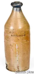 Henry Levies, Rare Cobalt-Decorated Stoneware Bottle, Stamped HENRY LEVIES / BALTIMORE, Stoneware