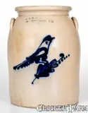 2 Gal. E. & L. P. NORTON / BENNINGTON, VT Stoneware Jar w/ Bird Decoration by E & L P Norton, circa 1870, Stoneware, sold Aug 2020