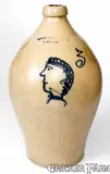 N. Clark & Co., Very Fine N. CLARK & CO. / LYONS Stoneware Jug w/ Man's Profile Decoration