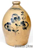 T. Harrington, 3 Gal. T. HARRINGTON / LYONS Stoneware Jug with Floral Decoration, circa 1860, Stoneware
