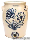 John Burger, Exceptional JOHN BURGER / ROCHESTER Stoneware Water Cooler w/ Elaborate Slip-Trailed Decoration, circa 1860, Stoneware