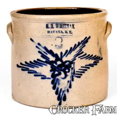 H.M. Whitman, H. M. WHITMAN / HAVANA, NY Stoneware Starburst Crock, circa 1860-1862, Stoneware