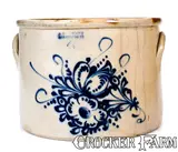 J. & E. NORTON / BENNINGTON, VT Stoneware Crock w/ Elaborate Floral Decoration by J. & E. Norton, circa 1855, Stoneware, sold Aug 2020