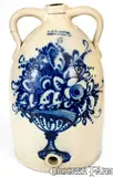 Outstanding J. & E. NORTON / BENNINGTON, VT Six-Gallon Water Cooler w/ Profuse Flowering Urn / Compote by J. & E. Norton, circa 1855, Stoneware, sold Aug 2020