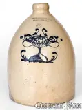 A.O. Whittemore, A. O. WHITTEMORE / HAVANA, NY Stoneware Jug w/ Unusual Urn Decoration