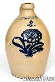 Harrington & Burger, 2 Gal. HARRINGTON & BURGER / ROCHESTER, NY Stoneware Jug w/ Floral Decoration