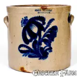 John Burger, 3 Gal. JOHN BURGER / ROCHESTER Stoneware Crock w/ Floral Decoration, circa 1860, Stoneware