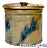 John Bell, Outstanding JOHN BELL / WAYNESBORO 1871 Celadon-Glazed Stoneware Jar w/ Salt-Glazed Lid
