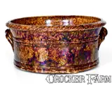 John Bell, Outstanding JOHN BELL / WAYNESBORO Oversized Redware Tub with Rope-Twist Handles