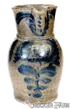 J. Keister & Co, Exceptional J KEISTER & CO / STRASBURG, VA Stoneware Pitcher w/ Elaborate Cobalt Floral Decoration, circa 1870, Stoneware