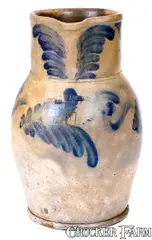 Carver & Wightman, Extremely Rare CARVER & WIGHTMAN / EDINBURG / Va Stoneware Pitcher, circa 1850-1865, Stoneware