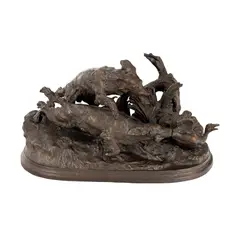 "Chasse Au Canard" - statuetă din bronz, reprezentând o scenă de vânătoare, cca. 1870 by Pierre-Jules Mêne, 1880, bronz patinat, offered Apr 2026