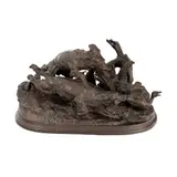 Pierre-Jules Mêne, "Chasse Au Canard" - statuetă din bronz, reprezentând o scenă de vânătoare, cca. 1870, 1880, bronz patinat