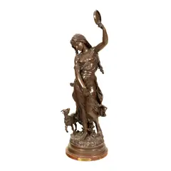 Hippolyte Moreau, ”Odaliscă” - statuetă decorativă din bronz, sfârșitul sec. XIX, bronz patinat