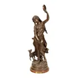 Hippolyte Moreau, ”Odaliscă” - statuetă decorativă din bronz, sfârșitul sec. XIX, bronz patinat