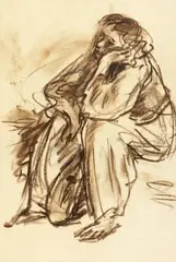 Samuel Mützner, Pe gânduri (Rodica în șalvari), creioane cerate pe hârtie