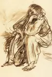 Samuel Mützner, Pe gânduri (Rodica în șalvari), creioane cerate pe hârtie