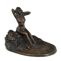 Marin H. Georgescu, Vide-poche Art Nouveau, din bronz, imaginat de sculptorul și pictorul M.H. Georgescu, bronz patinat