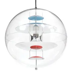 Verner Panton, VP-Globe 50, 2000, Pendant with acrylic shades, inside with red and blue lacquered aluminium shades