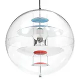 Verner Panton, VP-Globe 50, 2000, Pendant with acrylic shades, inside with red and blue lacquered aluminium shades
