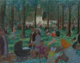 Anni Løgstrup, Scene from Bakken, Oil on canvas