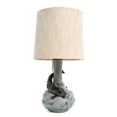 Hans Ancher Wolffsen, An earthenware table lamp, decorated with fisk in a roaring sea