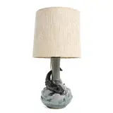 Hans Ancher Wolffsen, An earthenware table lamp, decorated with fisk in a roaring sea