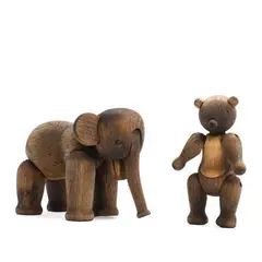 Two patinated oak toy figures in the form of an elephant and a bear by Kay Bojesen, sculpture, sold Sep 2026