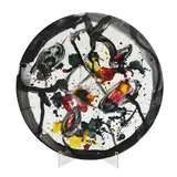 Robert Jacobsen, Circular dish in clear glass, decorated on the upper side with a polychrome painted motif