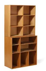 Two solid oak bookcases by Mogens Koch, sold Sep 2026