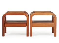 Villy Nørgaard, A pair of solid mahogany bedside tables, front with drawers